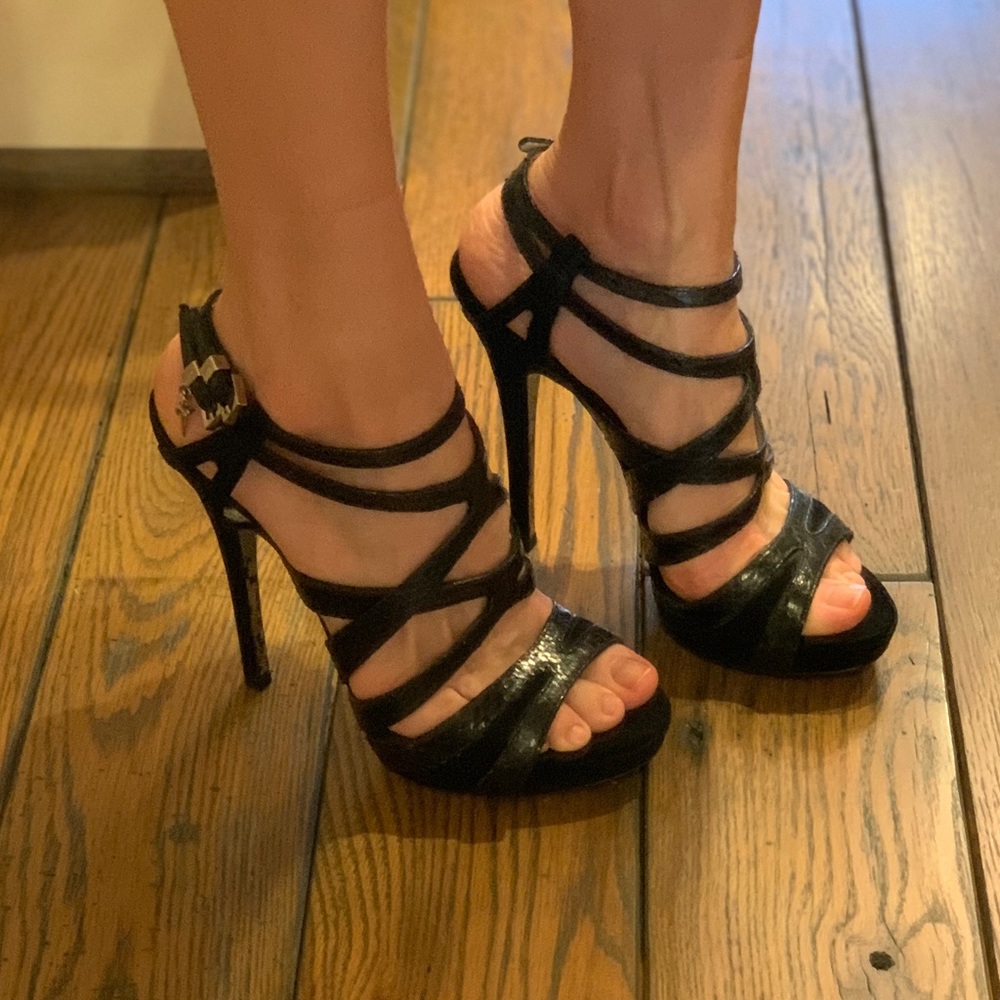 Cesare Paciotti black strappy shoes